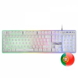 Mars Gaming MK220 Teclado Hibrido H-MECH - Iluminacion FRGB Rainbow Halo - Diseño Ergonomico - Panel de Aluminio - Anti-Ghosting