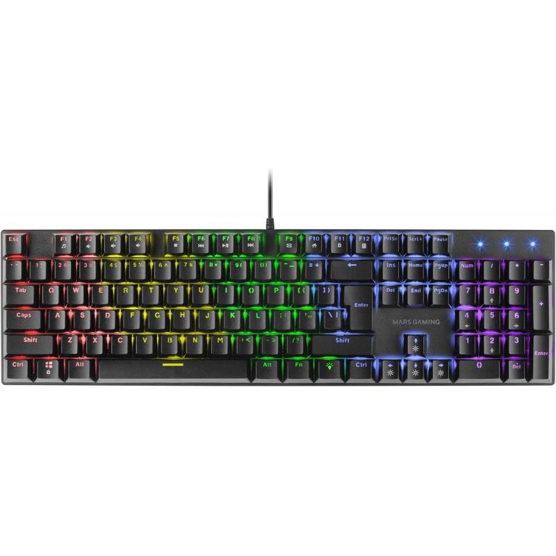 Mars Gaming MK422 Teclado Gaming Mecanico - Iluminacion RGB 12 Efectos - Teclas Doble Inyeccion - Switches Antipolvo - Anti-Ghos