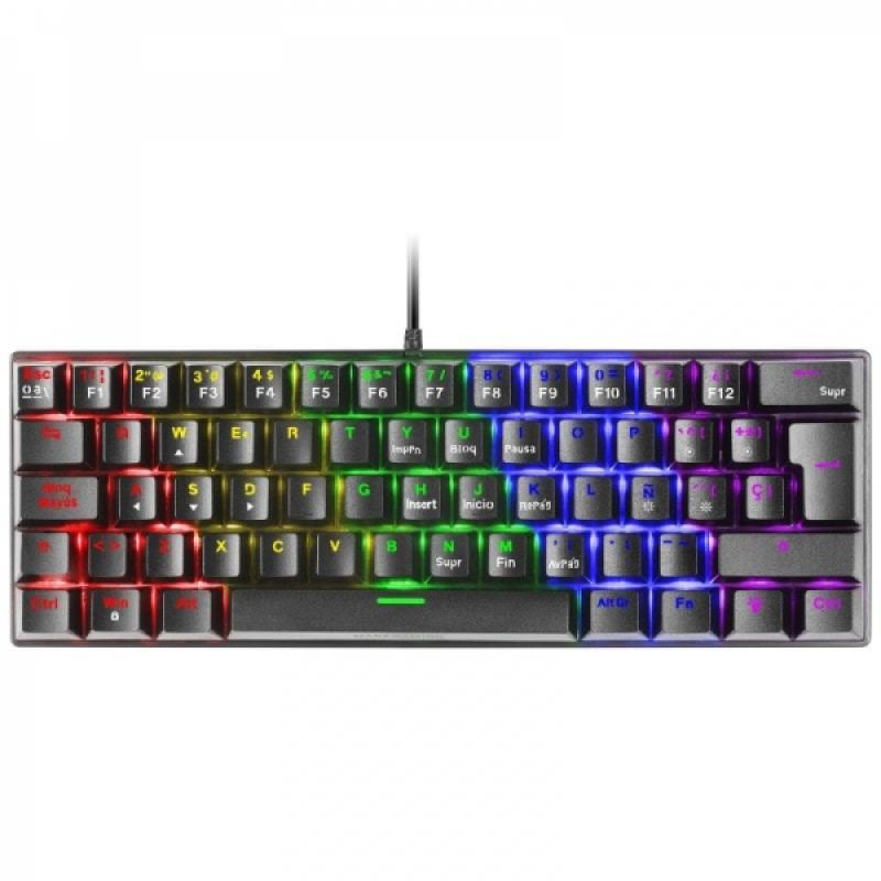 Mars Gaming MK60 Teclado Gaming Mecanico - Ultra-compacto 60% - Iluminacion RGB - Switches Antipolvo - Anti-ghosting Avanzado - 