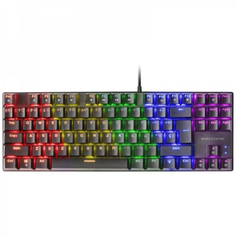 Mars Gaming MK80 Teclado Gaming Mecanico - TKL Compacto - Iluminacion RGB - Teclas Doble Inyeccion - Switches Antipolvo - Multip