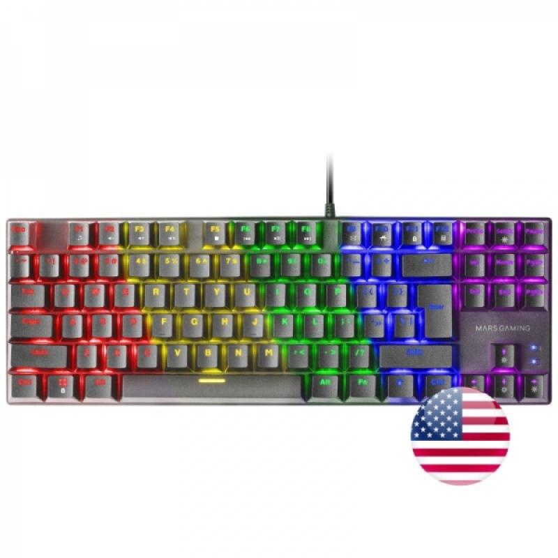 Mars Gaming MK80 Teclado Gaming Mecanico - TKL Compacto - Iluminacion RGB - Teclas Imborrables - Switches Antipolvo - Multiplata