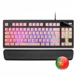 Mars Gaming MKAX Teclado Gaming - Iluminacion RGB 9 Efectos - Diseño Compacto TKL - Tecnologia H-Mech - Control de Volumen Rolle