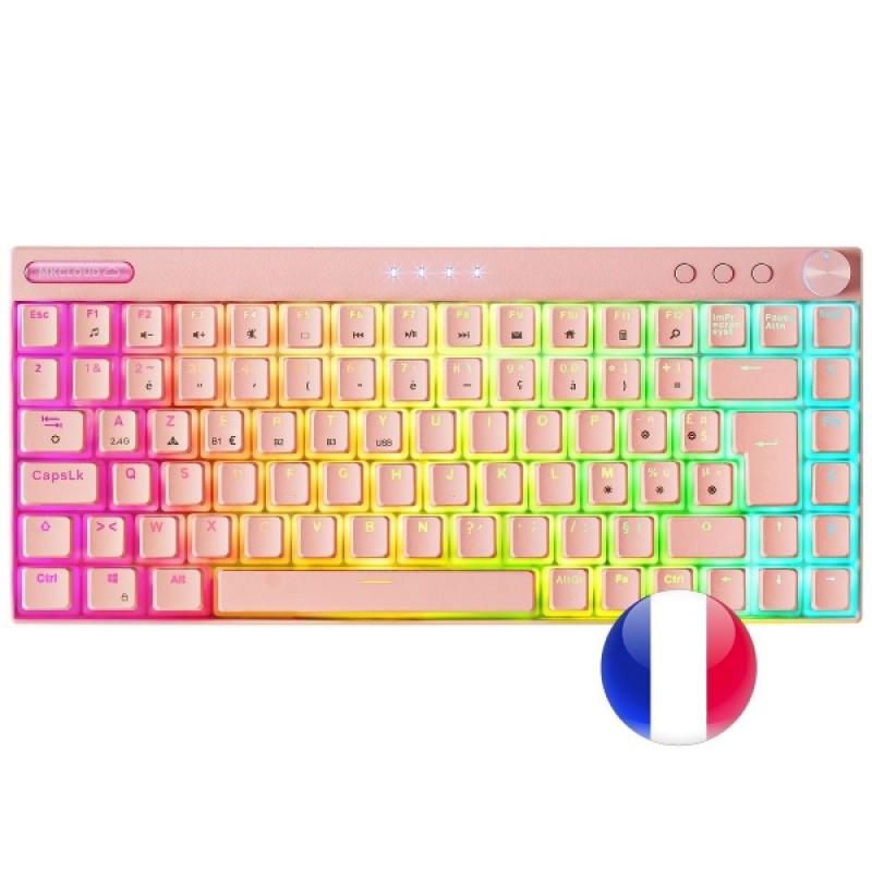 Mars Gaming Teclado Premium - Triple Conexion - Tamaño Ultra-Compacto 75% - Switch Outemu SQ Pro Azul - Iluminacion RGB - Bateri