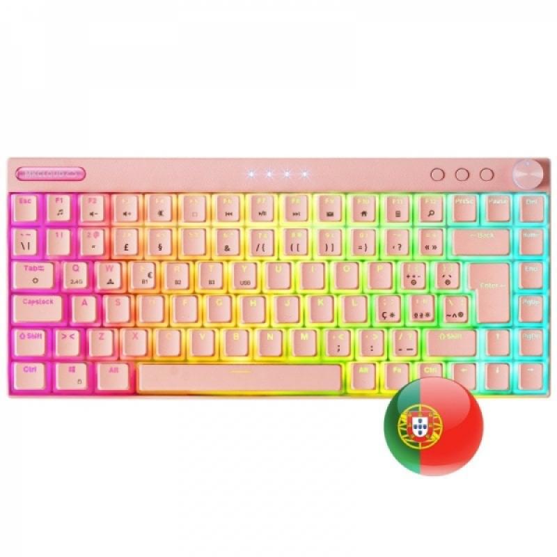 Mars Gaming Teclado Premium - Triple Conexion - Tamaño Ultra-Compacto 75% - Switches Mecanicos Antipolvo - Iluminacion RGB Chrom