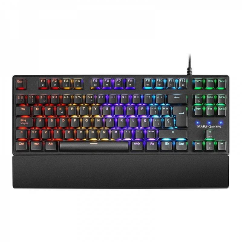 Mars Gaming MKXTKL Teclado Mecanico - Ultracompacto TKL - Switches OUTEMU SQ - Retroiluminacion RGB - Reposamuñecas Ergonomico E