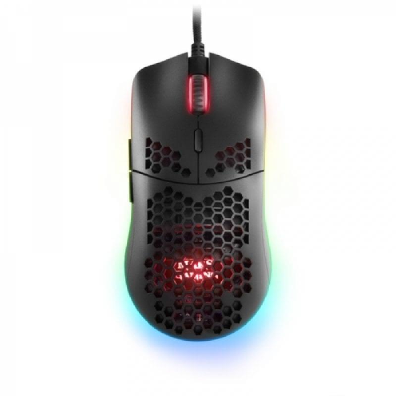 Mars Gaming MMAXP Raton Gaming - Sensor 12400 DPI - Iluminacion RGB Chroma - Switches HUANO - Cable Feather - Color Negro