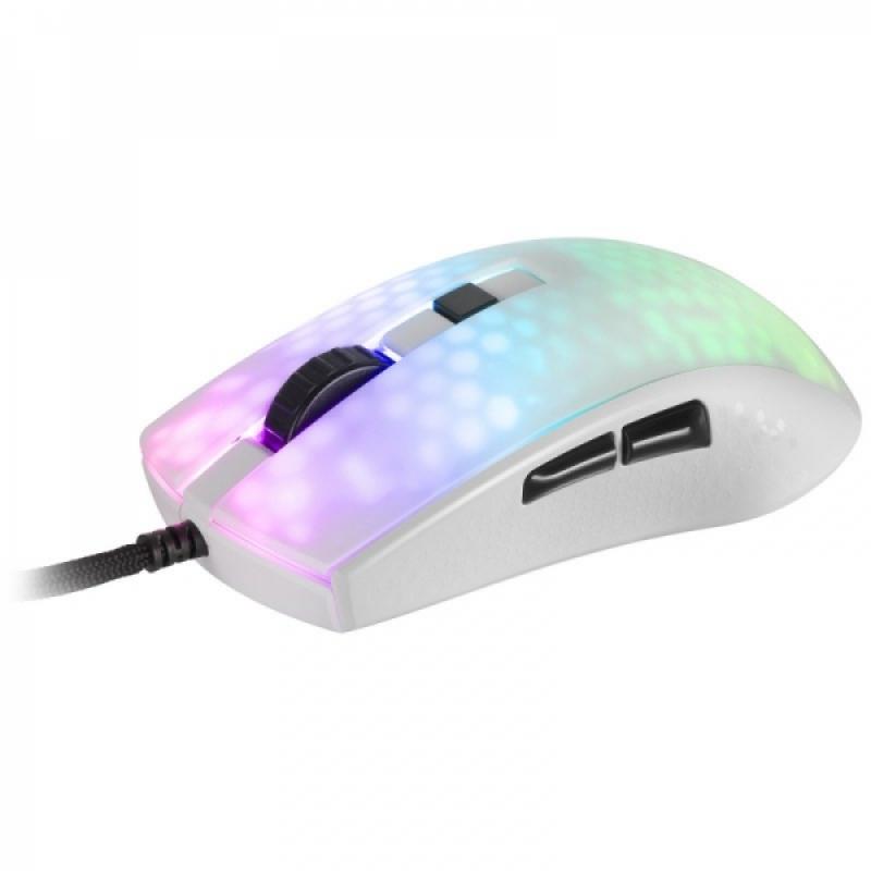 Mars Gaming MMR Raton Gaming Ultraligero - 58g - Iluminacion RGB - Sensor Optico 12800 DPI - Switches Mecanicos Huano - Cable Fe