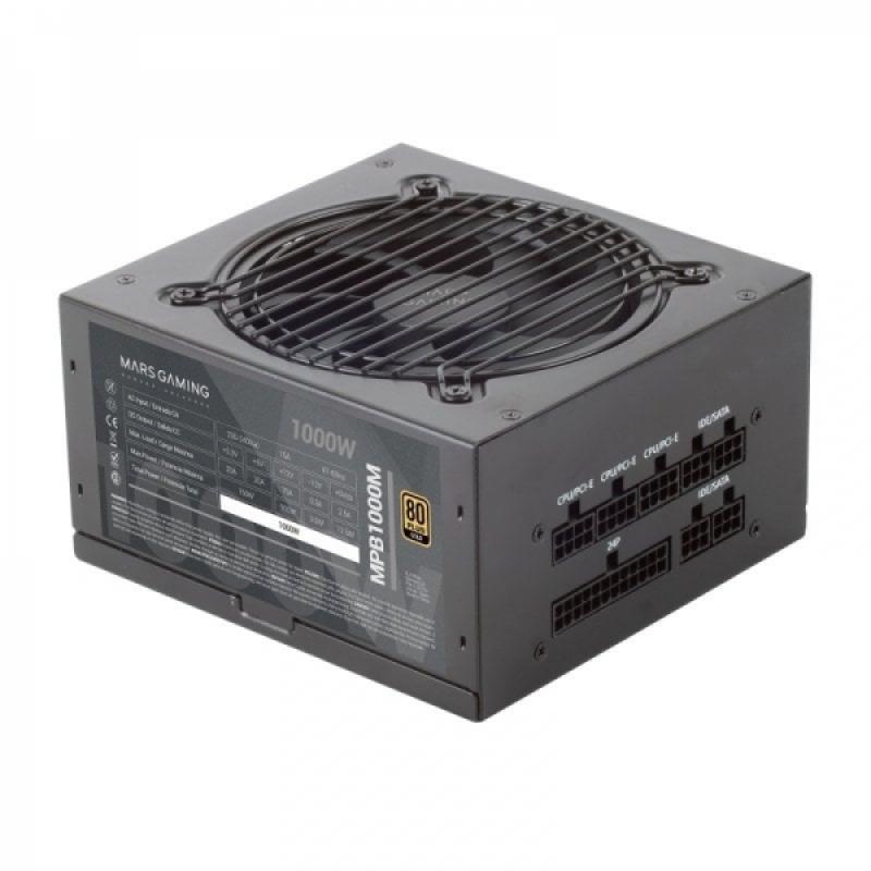 Mars Gaming MPB1000M Fuente de Alimentacion - 1000W - 80 PLUS Gold - Full Modular - AI-RPM Ultrasilencioso - Proteccion Avanzada