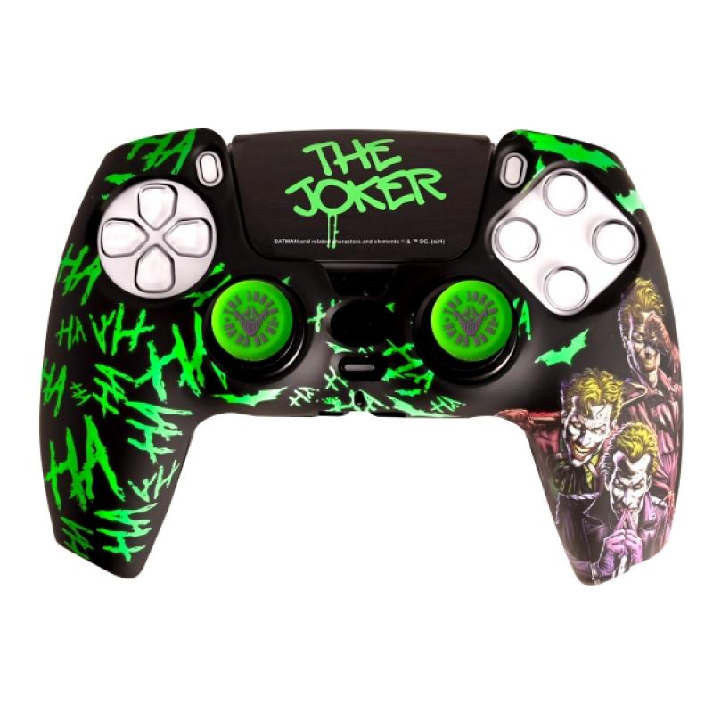 FR-TEC Joker Pack para Mando PS5 de Carcasa Rigida + Sticker para el Touchpad + Grips - Brilla en la Oscuridad - Mejora la Sensa