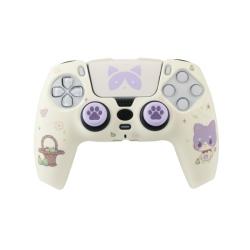 FR-TEC Maneki Tanooki Pack para Mando PS5 de Carcasa Rigida + Sticker para el Touchpad + Grips - Mejora el Agarre y la Sensacion