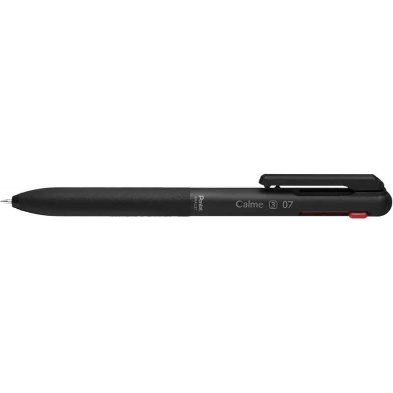 Pentel Calme Boligrafo Retractil de 3 Colores 0.7mm - Cuerpo Color Negro - Colores Tinta Azul, Rojo y Negro