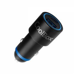 Coolbox Cargador Coche 48W - USB-A/USB-C - Alta Potencia - Carga Rapida - Dual Portabilidad - Color Negro