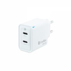 Coolbox Cargador de Pared GaN 35W USB-C/USB-C Carga Rapida - Compacto - Tecnologia GaN - Doble Puerto USB-C - Color Blanco