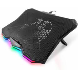 Coolbox DG NCP17-RBW Base Refrigeradora Portatil - RGB - Compatible 17.3" - Diseño Ergonomico - Iluminacion Personalizable - Col