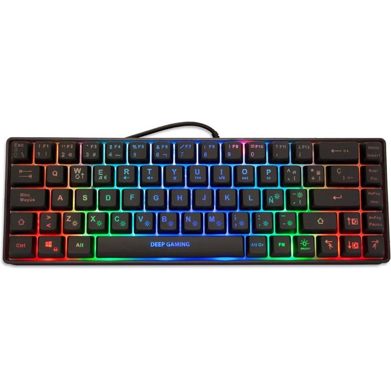 Coolbox DG TM065 Teclado Compacto Gaming - Iluminacion RGB - Teclas Mecanicas - Diseño Ergonomico - Alta Durabilidad - Color Neg